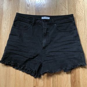High waisted black jean shorts